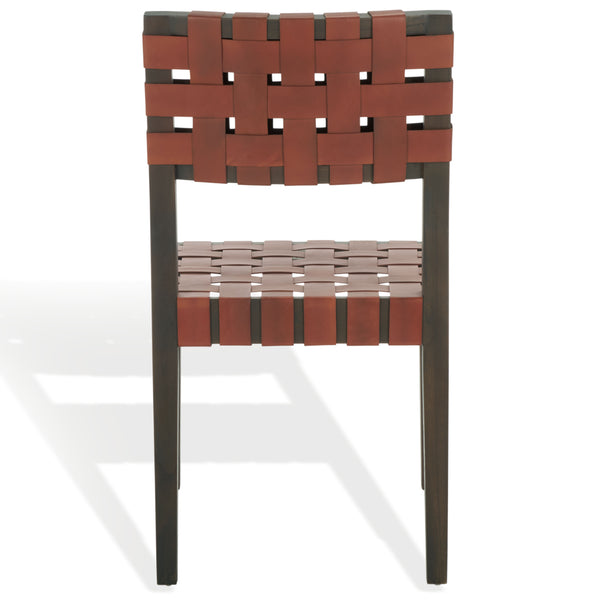 Safavieh Bette Woven Leather Dining Chair - Elevate Your Dining Experience With Luxurious Comfort & Style Brown ,Walnut Wood ,Leather Sfv1902b-set2