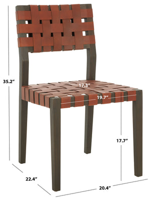 Safavieh Bette Woven Leather Dining Chair - Elevate Your Dining Experience With Luxurious Comfort & Style Brown ,Walnut Wood ,Leather Sfv1902b-set2