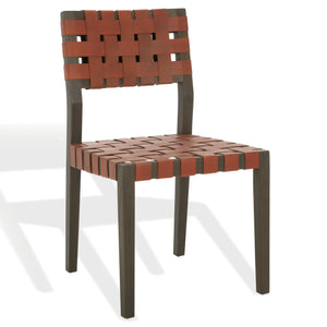 Safavieh Bette Woven Leather Dining Chair - Elevate Your Dining Experience With Luxurious Comfort & Style Brown ,Walnut Wood ,Leather Sfv1902b-set2