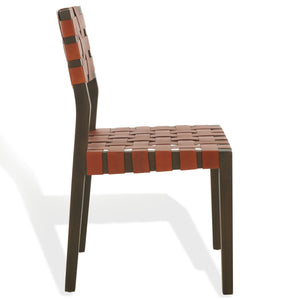 Safavieh Bette Woven Leather Dining Chair - Elevate Your Dining Experience With Luxurious Comfort & Style Brown ,Walnut Wood ,Leather Sfv1902b-set2