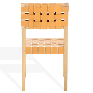 Safavieh Bette Woven Leather Dining Chair - Elevate Your Dining Experience With Luxurious Comfort & Style Tan ,Natural Wood ,Leather Sfv1902d-set2