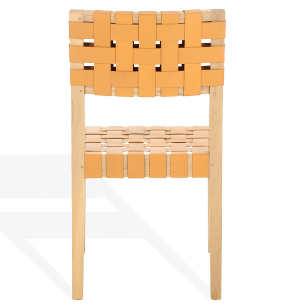 Safavieh Bette Woven Leather Dining Chair - Elevate Your Dining Experience With Luxurious Comfort & Style Tan ,Natural Wood ,Leather Sfv1902d-set2