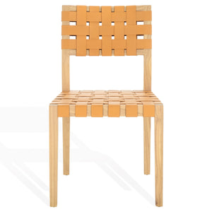 Safavieh Bette Woven Leather Dining Chair - Elevate Your Dining Experience With Luxurious Comfort & Style Tan ,Natural Wood ,Leather Sfv1902d-set2