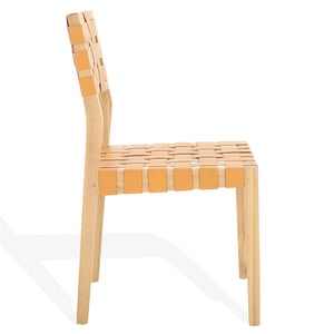 Safavieh Bette Woven Leather Dining Chair - Elevate Your Dining Experience With Luxurious Comfort & Style Tan ,Natural Wood ,Leather Sfv1902d-set2