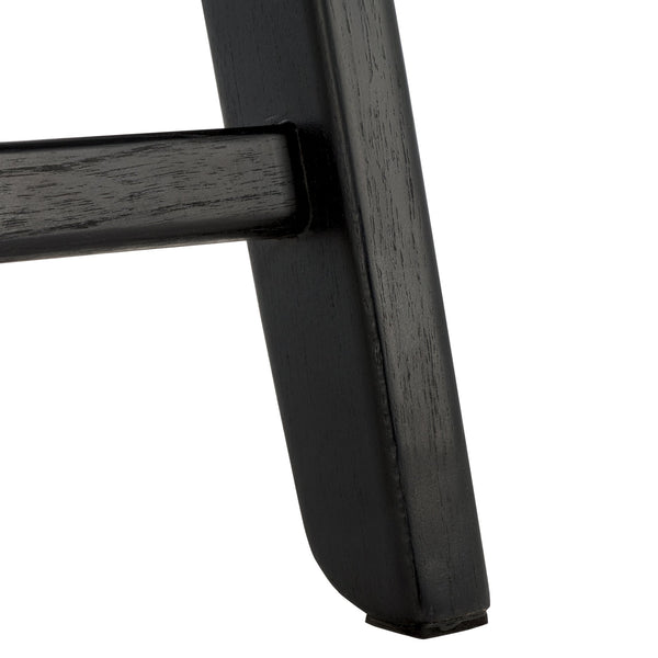 Safavieh Alanarose Leather Accent Chair - Luxurious Teak Wood Frame, Elegant Design For Modern Living Spaces Black ,Black Wood ,Leather Sfv1903a