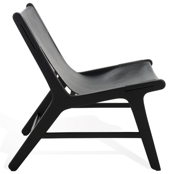 Safavieh Alanarose Leather Accent Chair - Luxurious Teak Wood Frame, Elegant Design For Modern Living Spaces Black ,Black Wood ,Leather Sfv1903a