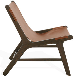 Safavieh Alanarose Leather Accent Chair - Luxurious Teak Wood Frame, Elegant Design For Modern Living Spaces Brown ,Walnut Wood ,Leather Sfv1903b