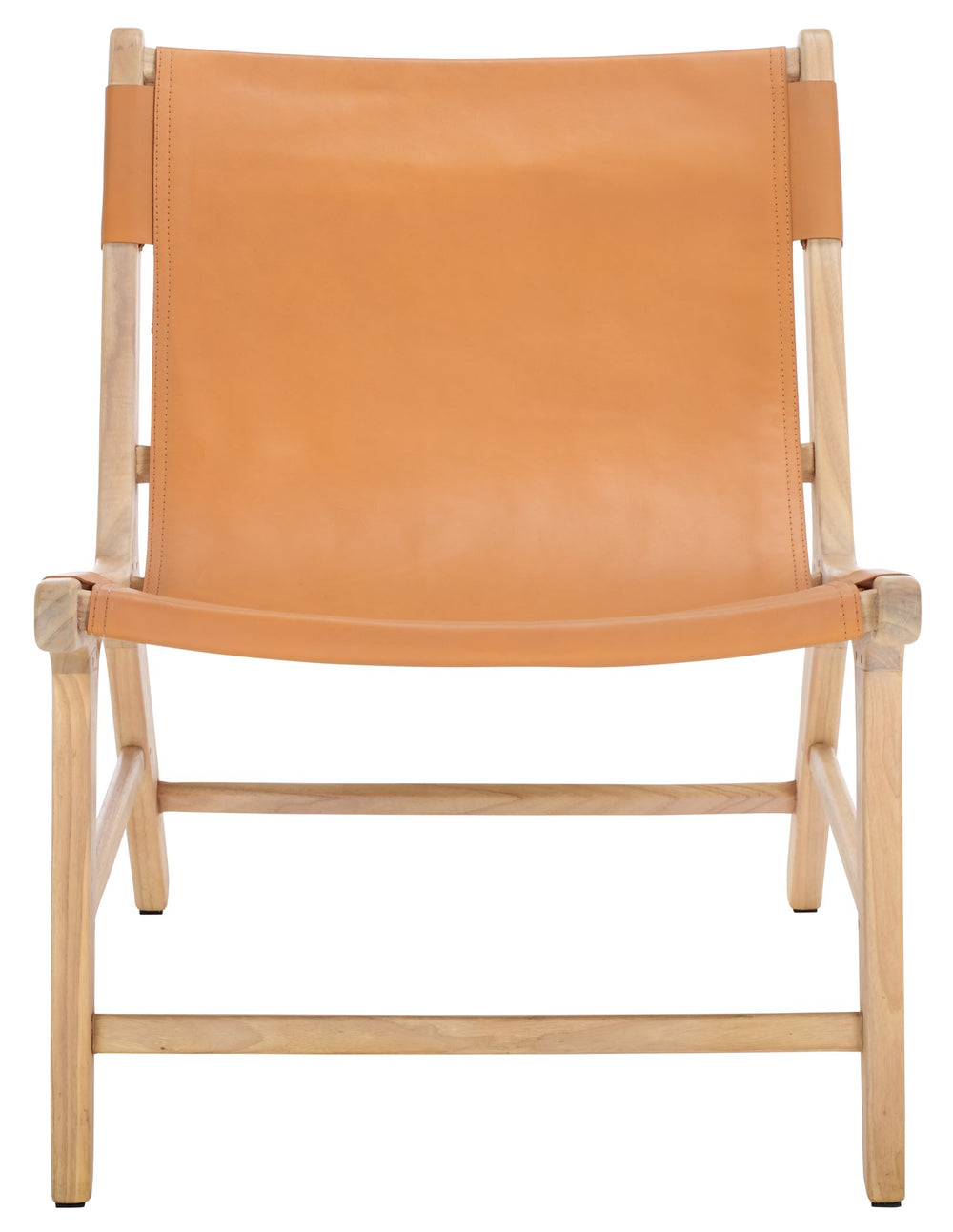Safavieh Alanarose Leather Accent Chair - Luxurious Teak Wood Frame, Elegant Design For Modern Living Spaces Tan ,Natural Wood ,Leather Sfv1903d