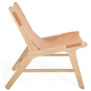 Safavieh Alanarose Leather Accent Chair - Luxurious Teak Wood Frame, Elegant Design For Modern Living Spaces Tan ,Natural Wood ,Leather Sfv1903d