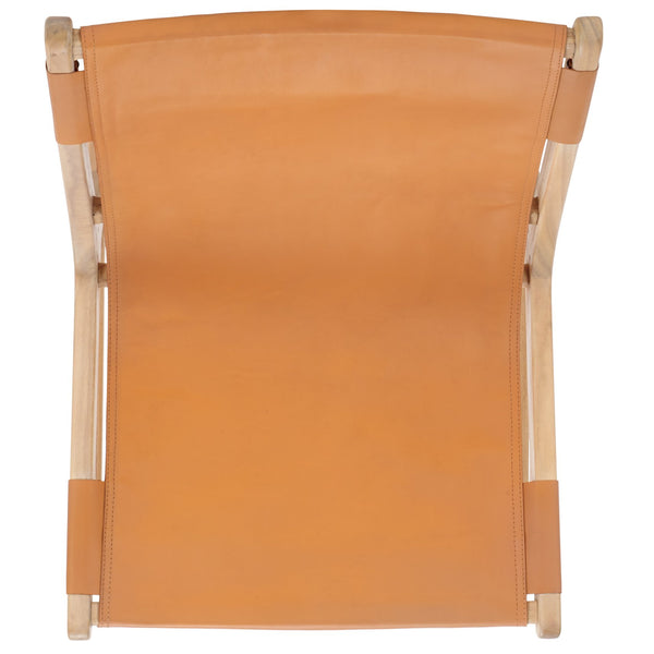 Safavieh Alanarose Leather Accent Chair - Luxurious Teak Wood Frame, Elegant Design For Modern Living Spaces Tan ,Natural Wood ,Leather Sfv1903d