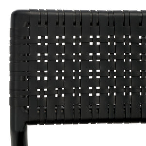 Safavieh Valdina Woven Leather Accent Chair - Luxurious Comfort With Intricate Design For Stylish Decor Black ,Black Wood ,Leather Sfv1904a