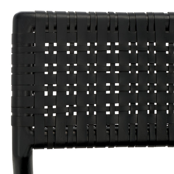 Safavieh Valdina Woven Leather Accent Chair - Luxurious Comfort With Intricate Design For Stylish Decor Black ,Black Wood ,Leather Sfv1904a