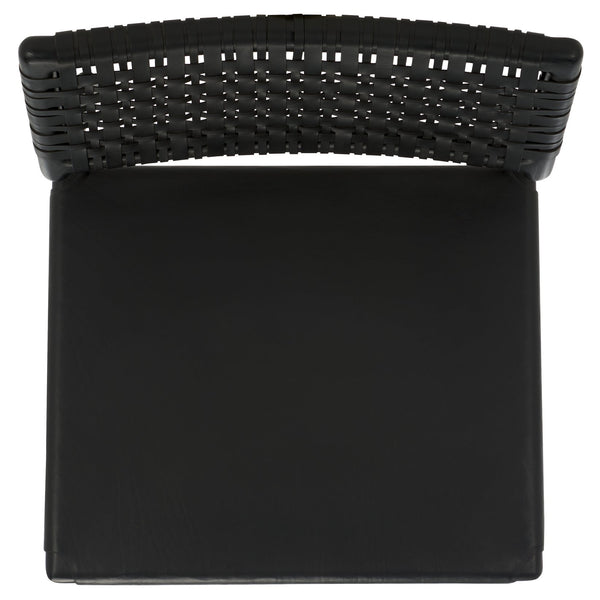 Safavieh Valdina Woven Leather Accent Chair - Luxurious Comfort With Intricate Design For Stylish Decor Black ,Black Wood ,Leather Sfv1904a