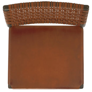 Safavieh Valdina Woven Leather Accent Chair - Luxurious Comfort With Intricate Design For Stylish Decor Brown ,Walnut Wood ,Leather Sfv1904b