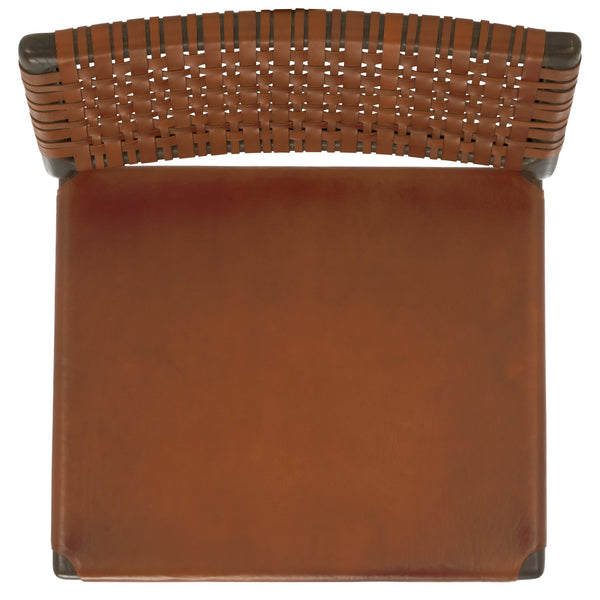 Safavieh Valdina Woven Leather Accent Chair - Luxurious Comfort With Intricate Design For Stylish Decor Brown ,Walnut Wood ,Leather Sfv1904b