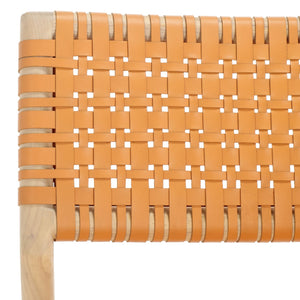 Safavieh Valdina Woven Leather Accent Chair - Luxurious Comfort With Intricate Design For Stylish Decor Tan ,Natural Wood ,Leather Sfv1904d