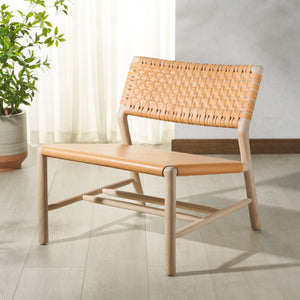 Safavieh Valdina Woven Leather Accent Chair - Luxurious Comfort With Intricate Design For Stylish Decor Tan ,Natural Wood ,Leather Sfv1904d