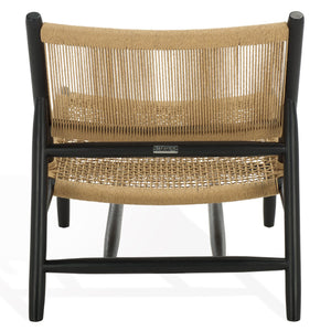 Safavieh Chyanne Woven Accent Chair - Stylish Teak Wood Design For Modern Elegance In Any Living Space Black ,Natural Wood ,Natural Loom Papercord Sfv1905a