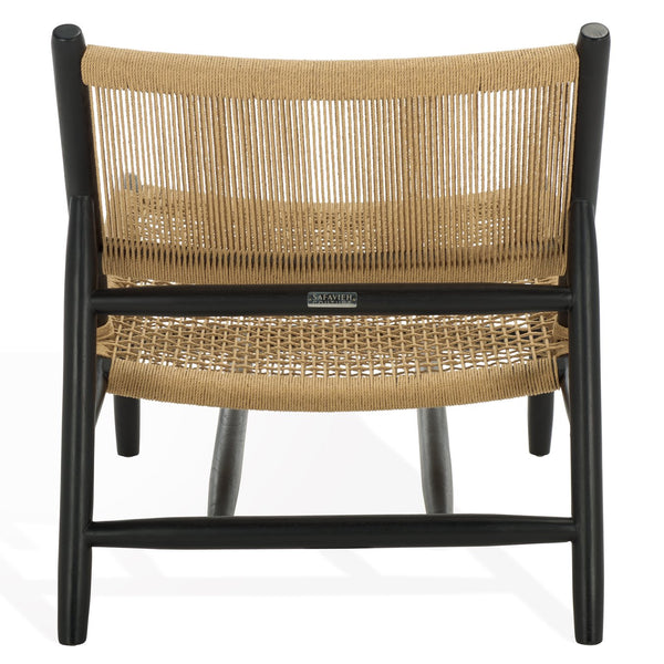 Safavieh Chyanne Woven Accent Chair - Stylish Teak Wood Design For Modern Elegance In Any Living Space Black ,Natural Wood ,Natural Loom Papercord Sfv1905a