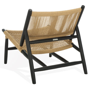Safavieh Chyanne Woven Accent Chair - Stylish Teak Wood Design For Modern Elegance In Any Living Space Black ,Natural Wood ,Natural Loom Papercord Sfv1905a
