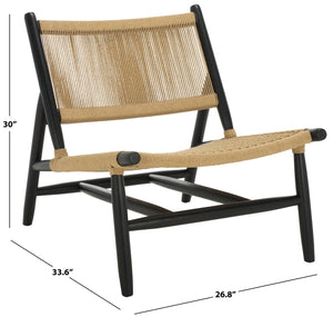 Safavieh Chyanne Woven Accent Chair - Stylish Teak Wood Design For Modern Elegance In Any Living Space Black ,Natural Wood ,Natural Loom Papercord Sfv1905a