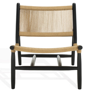 Safavieh Chyanne Woven Accent Chair - Stylish Teak Wood Design For Modern Elegance In Any Living Space Black ,Natural Wood ,Natural Loom Papercord Sfv1905a