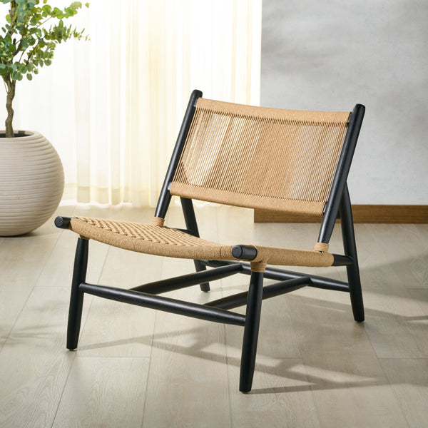 Safavieh Chyanne Woven Accent Chair - Stylish Teak Wood Design For Modern Elegance In Any Living Space Black ,Natural Wood ,Natural Loom Papercord Sfv1905a