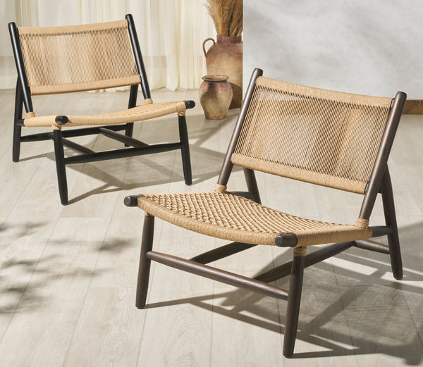 Safavieh Chyanne Woven Accent Chair - Stylish Teak Wood Design For Modern Elegance In Any Living Space Black ,Natural Wood ,Natural Loom Papercord Sfv1905a