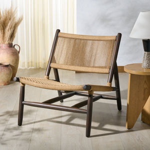 Safavieh Chyanne Woven Accent Chair - Stylish Teak Wood Design For Modern Elegance In Any Living Space Walnut ,Natural Wood ,Natural Loom Papercord Sfv1905b