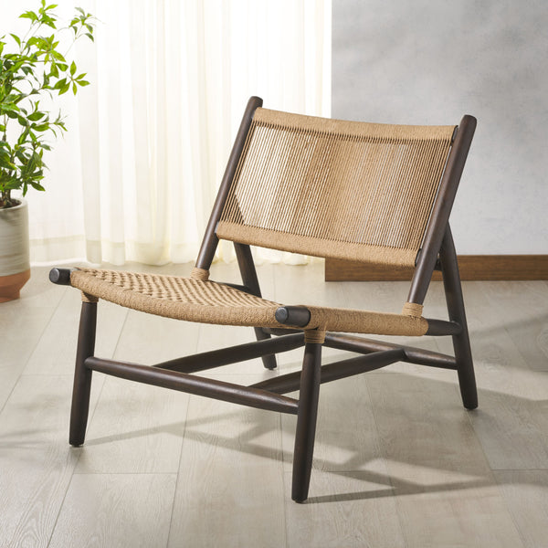 Safavieh Chyanne Woven Accent Chair - Stylish Teak Wood Design For Modern Elegance In Any Living Space Walnut ,Natural Wood ,Natural Loom Papercord Sfv1905b