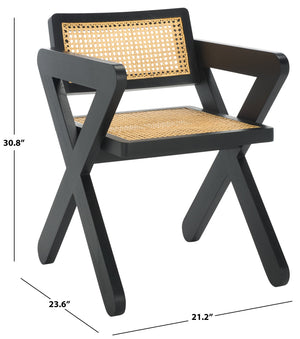 Safavieh Tyrrell Rattan Dining Chair - Elevate Your Dining Experience With Timeless Style And Comfort Black ,Natural Wood ,Rattan Sfv1906a