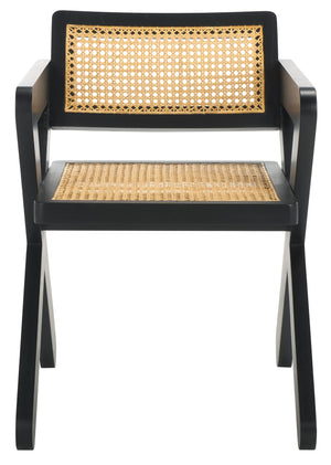 Safavieh Tyrrell Rattan Dining Chair - Elevate Your Dining Experience With Timeless Style And Comfort Black ,Natural Wood ,Rattan Sfv1906a