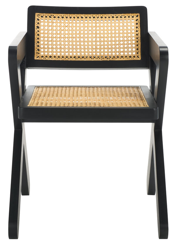 Safavieh Tyrrell Rattan Dining Chair - Elevate Your Dining Experience With Timeless Style And Comfort Black ,Natural Wood ,Rattan Sfv1906a