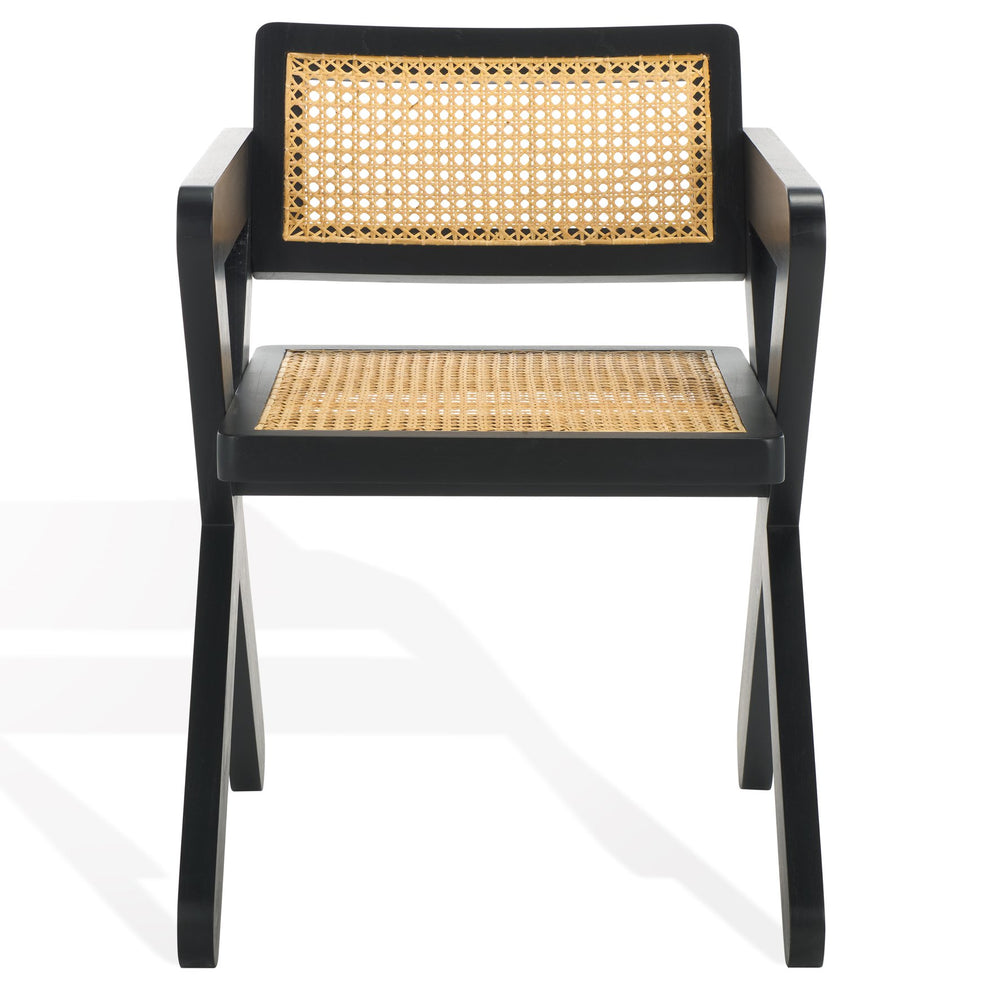Safavieh Tyrrell Rattan Dining Chair - Elevate Your Dining Experience With Timeless Style And Comfort Black ,Natural Wood ,Rattan Sfv1906a