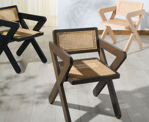 Safavieh Tyrrell Rattan Dining Chair - Elevate Your Dining Experience With Timeless Style And Comfort Black ,Natural Wood ,Rattan Sfv1906a