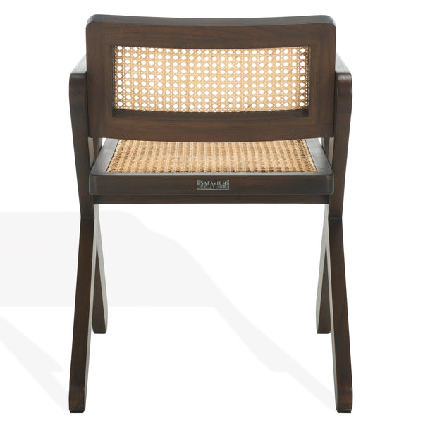 Safavieh Tyrrell Rattan Dining Chair - Elevate Your Dining Experience With Timeless Style And Comfort Walnut ,Natural Wood ,Rattan Sfv1906b