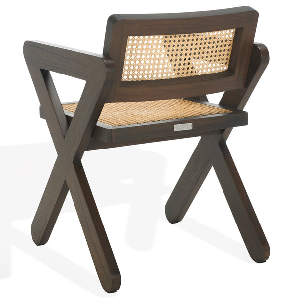 Safavieh Tyrrell Rattan Dining Chair - Elevate Your Dining Experience With Timeless Style And Comfort Walnut ,Natural Wood ,Rattan Sfv1906b
