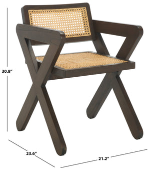 Safavieh Tyrrell Rattan Dining Chair - Elevate Your Dining Experience With Timeless Style And Comfort Walnut ,Natural Wood ,Rattan Sfv1906b
