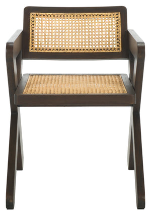 Safavieh Tyrrell Rattan Dining Chair - Elevate Your Dining Experience With Timeless Style And Comfort Walnut ,Natural Wood ,Rattan Sfv1906b