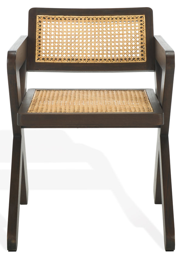Safavieh Tyrrell Rattan Dining Chair - Elevate Your Dining Experience With Timeless Style And Comfort Walnut ,Natural Wood ,Rattan Sfv1906b