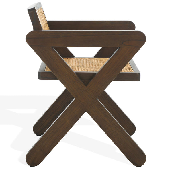 Safavieh Tyrrell Rattan Dining Chair - Elevate Your Dining Experience With Timeless Style And Comfort Walnut ,Natural Wood ,Rattan Sfv1906b