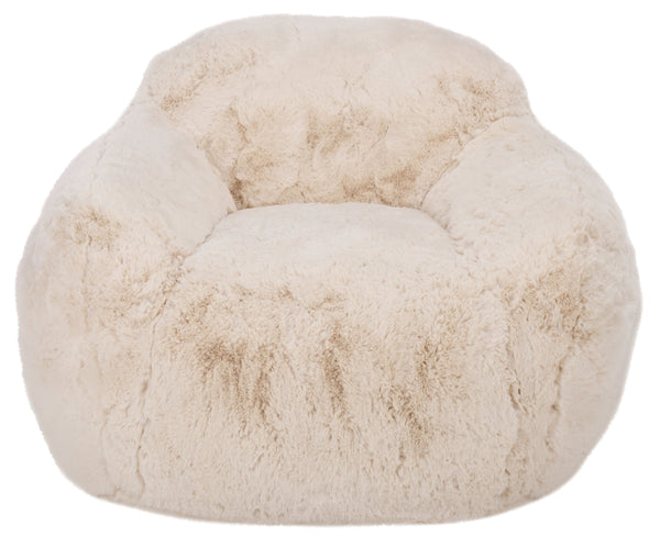 Lorianna Bean Bag Chair In Soft Cream Fabric, Supportive Polyester Fill, Lightweight & Made In Usa