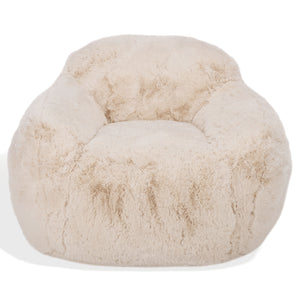 Lorianna Bean Bag Chair In Soft Cream Fabric, Supportive Polyester Fill, Lightweight & Made In Usa