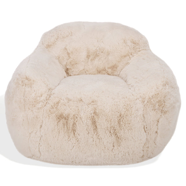 Lorianna Bean Bag Chair In Soft Cream Fabric, Supportive Polyester Fill, Lightweight & Made In Usa