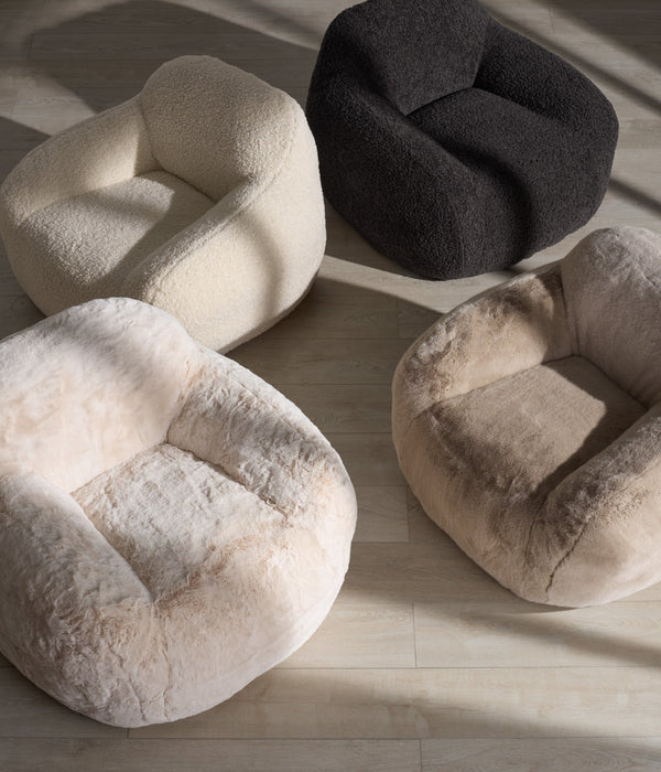 Lorianna Bean Bag Chair In Soft Cream Fabric, Supportive Polyester Fill, Lightweight & Made In Usa