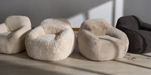 Lorianna Bean Bag Chair In Soft Cream Fabric, Supportive Polyester Fill, Lightweight & Made In Usa