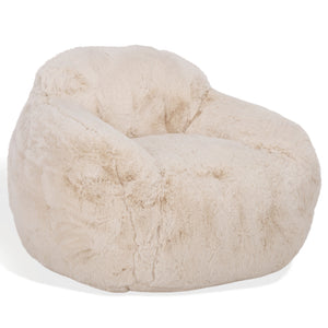 Lorianna Bean Bag Chair In Soft Cream Fabric, Supportive Polyester Fill, Lightweight & Made In Usa