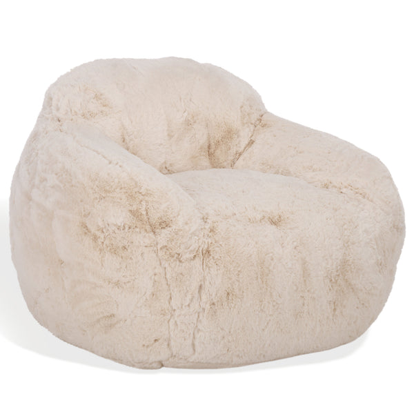 Lorianna Bean Bag Chair In Soft Cream Fabric, Supportive Polyester Fill, Lightweight & Made In Usa