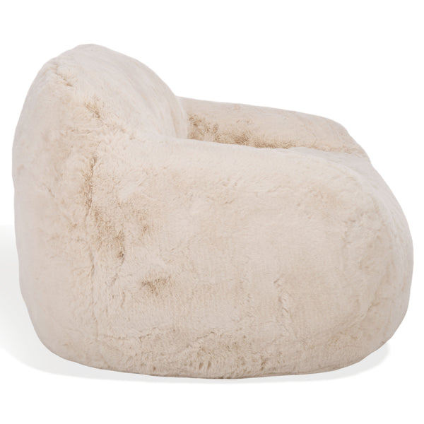 Lorianna Bean Bag Chair In Soft Cream Fabric, Supportive Polyester Fill, Lightweight & Made In Usa