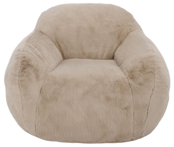 Lorianna Bean Bag Chair In Soft Cream Fabric, Supportive Polyester Fill, Lightweight & Made In Usa